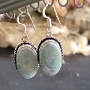 Ruby in Fuchsite Sterling Silver Earrings, .6" Boho Dangle